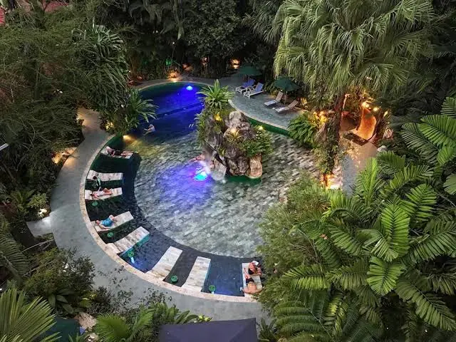 Natural geothermal hot springs at the foot of Arenal Volcano, Costa Rica